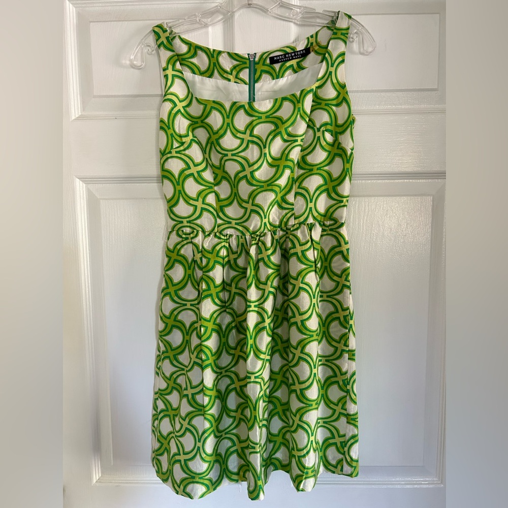 0P Marc New York lime & kelly green geometric print dress